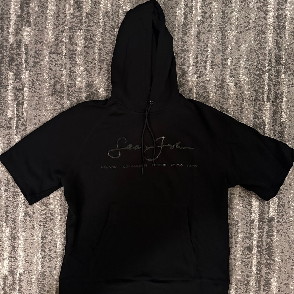 Black Short-Sleeve Hoodie